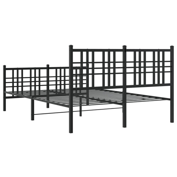 Schwarzes Metallbettgestell mit Kopfteil Pag 140x190cm