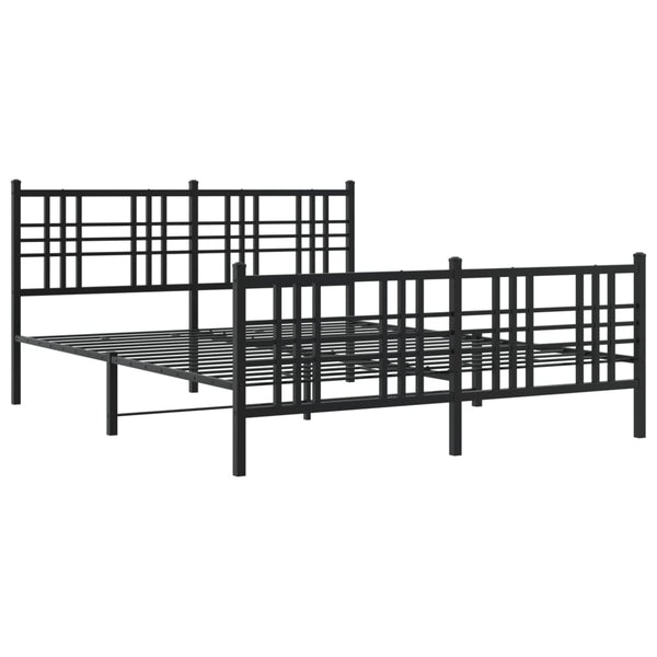 Schwarzes Metallbettgestell mit Kopfteil und Fußteil Pag 150x200cm