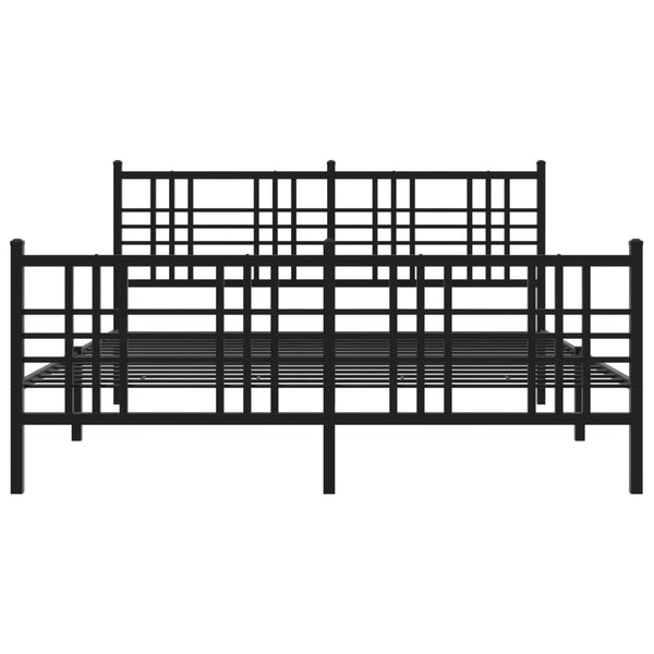 Schwarzes Metallbettgestell mit Kopfteil und Fußteil Pag 150x200cm