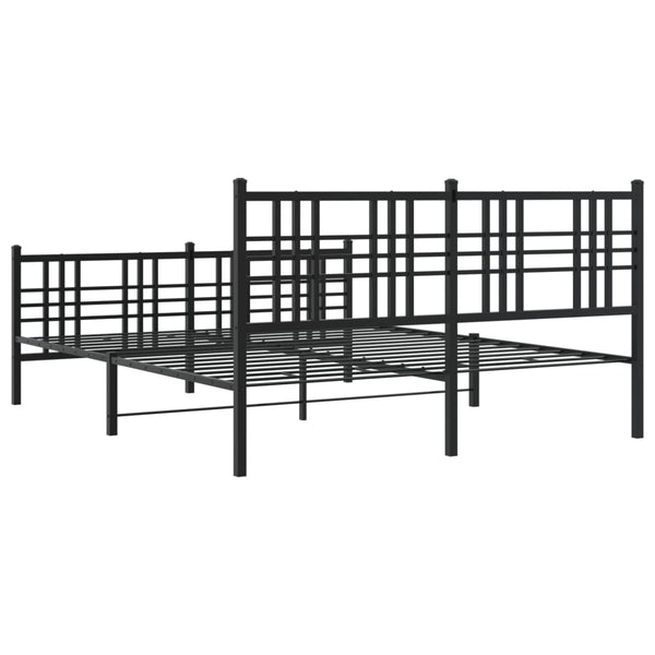 Schwarzes Metallbettgestell mit Kopfteil und Fußteil Pag 150x200cm