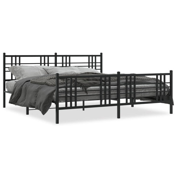 Schwarzes Metallbettgestell mit Kopfteil Pag 183x213cm