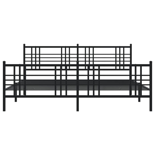 Schwarzes Metallbettgestell mit Kopfteil Pag 183x213cm