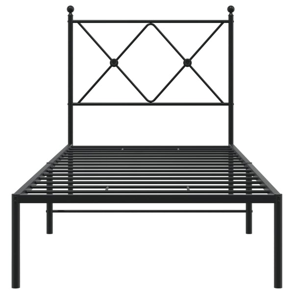 Schwarzes Metallbettgestell mit Kopfteil Alfred 75x190cm