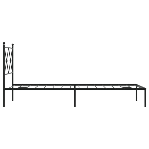 Schwarzes Metallbettgestell mit Kopfteil Alfred 75x190cm
