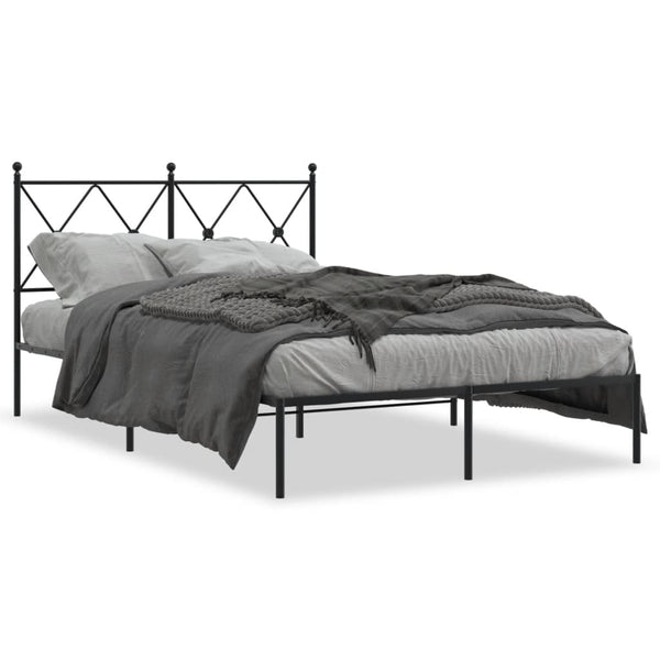 Schwarzes Bettgestell aus Metall mit Kopfteil Alfred 120x190cm