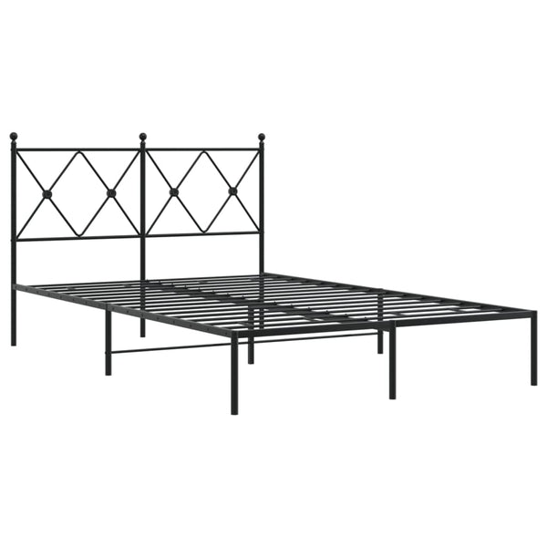Schwarzes Bettgestell aus Metall mit Kopfteil Alfred 120x190cm