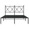 Schwarzes Bettgestell aus Metall mit Kopfteil Alfred 120x190cm