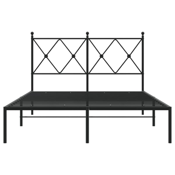 Schwarzes Bettgestell aus Metall mit Kopfteil Alfred 120x190cm