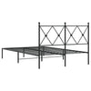 Schwarzes Bettgestell aus Metall mit Kopfteil Alfred 120x190cm