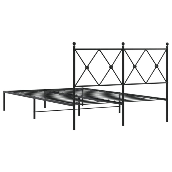 Schwarzes Bettgestell aus Metall mit Kopfteil Alfred 120x190cm