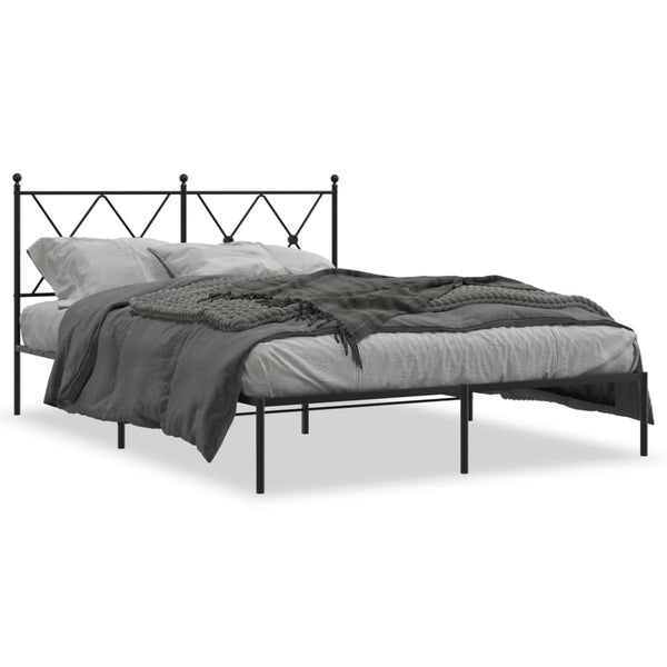 Schwarzes Metallbettgestell mit Kopfteil Alfred 135x190cm