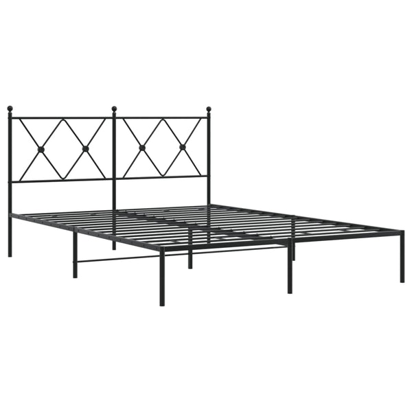 Schwarzes Metallbettgestell mit Kopfteil Alfred 135x190cm