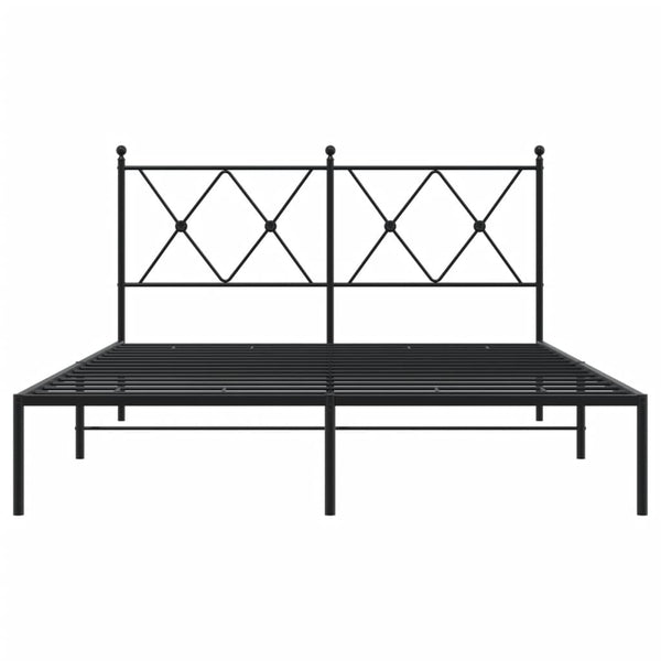Schwarzes Metallbettgestell mit Kopfteil Alfred 135x190cm