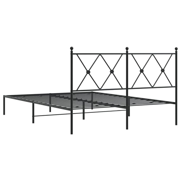 Schwarzes Metallbettgestell mit Kopfteil Alfred 135x190cm