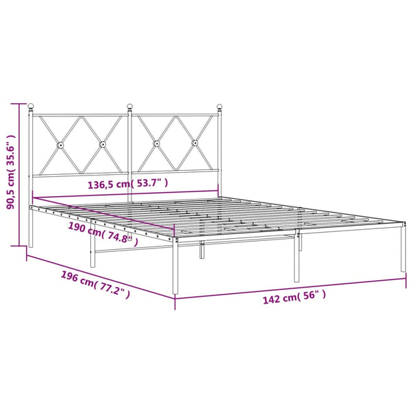 Schwarzes Metallbettgestell mit Kopfteil Alfred 135x190cm