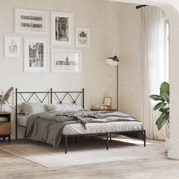 Schwarzes Metallbettgestell mit Kopfteil Alfred 135x190cm