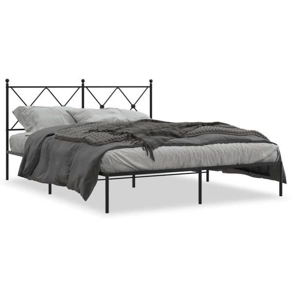 Schwarzes Metallbettgestell mit Kopfteil Alfred 160x200cm