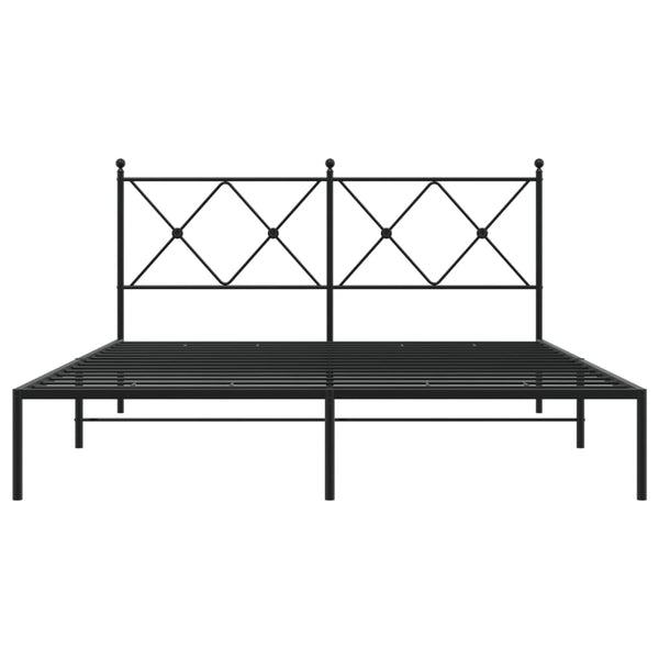 Schwarzes Metallbettgestell mit Kopfteil Alfred 160x200cm