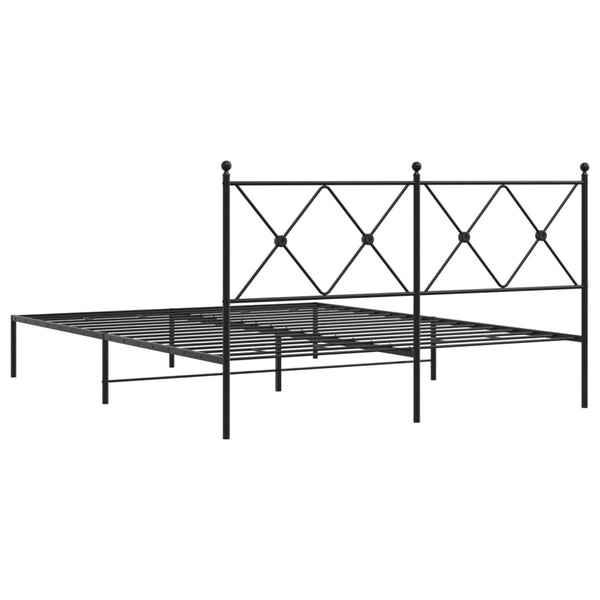 Schwarzes Metallbettgestell mit Kopfteil Alfred 160x200cm