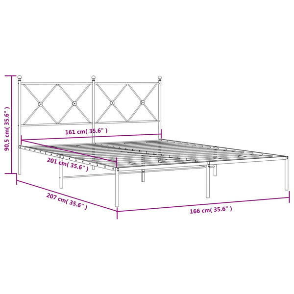 Schwarzes Metallbettgestell mit Kopfteil Alfred 160x200cm