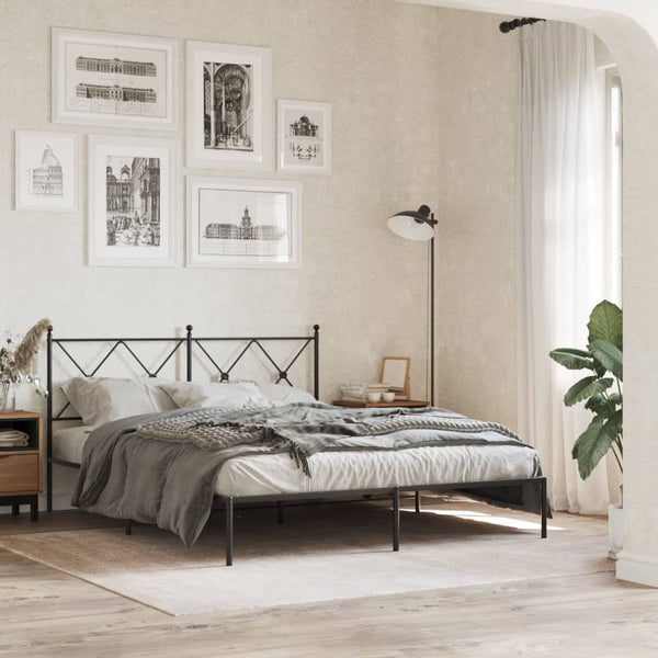 Schwarzes Metallbettgestell mit Kopfteil Alfred 160x200cm