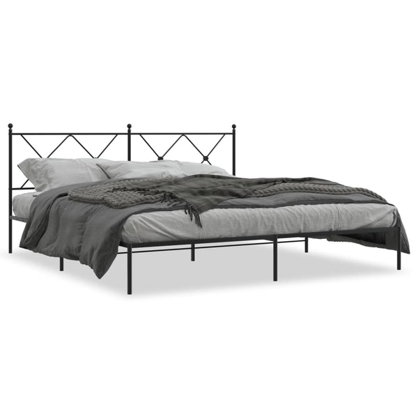 Schwarzes Metallbettgestell mit Kopfteil Alfred 183x213cm
