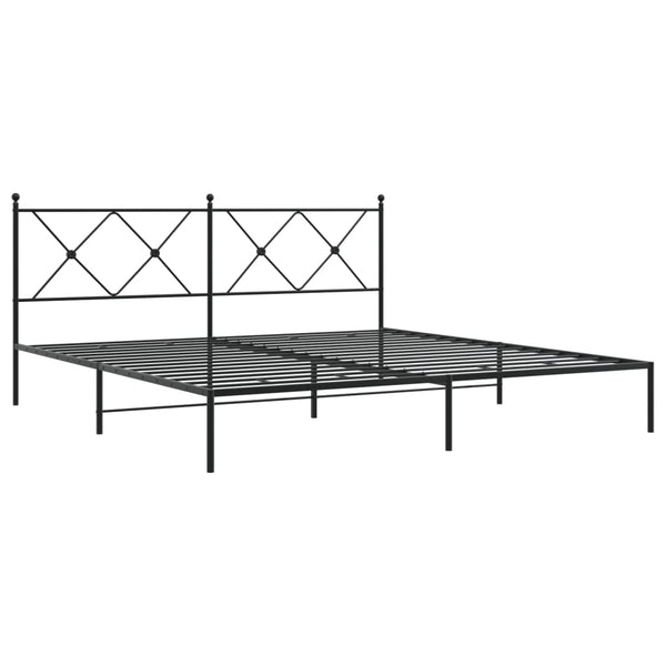 Schwarzes Metallbettgestell mit Kopfteil Alfred 183x213cm