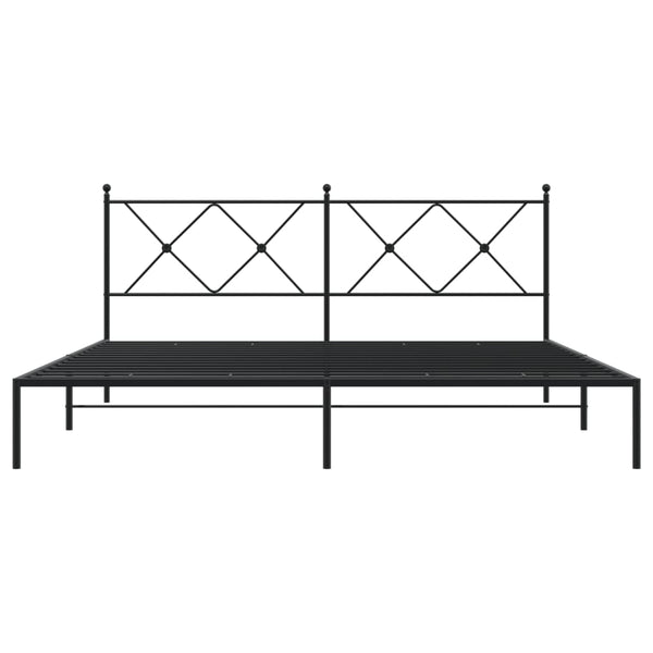 Schwarzes Metallbettgestell mit Kopfteil Alfred 183x213cm