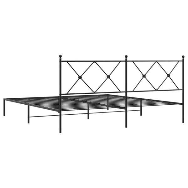 Schwarzes Metallbettgestell mit Kopfteil Alfred 183x213cm