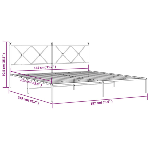 Schwarzes Metallbettgestell mit Kopfteil Alfred 183x213cm