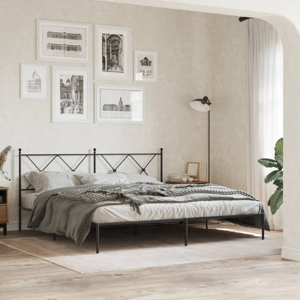 Schwarzes Metallbettgestell mit Kopfteil Alfred 183x213cm