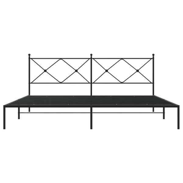 Schwarzes Metallbettgestell mit Kopfteil Alfred 193x203cm