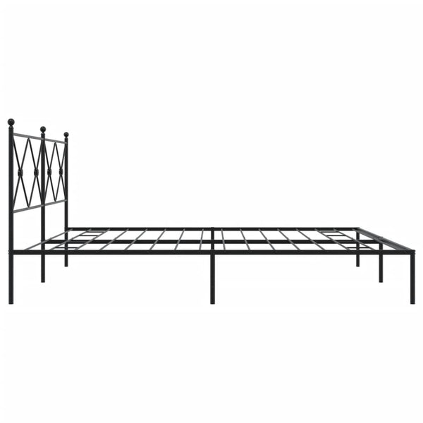 Schwarzes Metallbettgestell mit Kopfteil Alfred 193x203cm