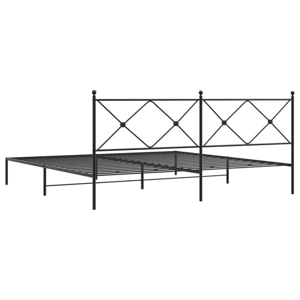 Schwarzes Metallbettgestell mit Kopfteil Alfred 193x203cm