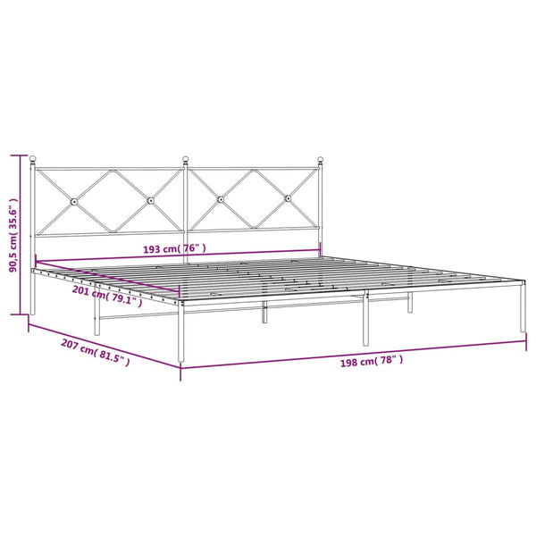Schwarzes Metallbettgestell mit Kopfteil Alfred 193x203cm