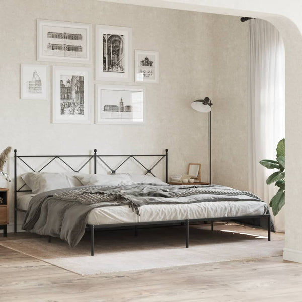 Schwarzes Metallbettgestell mit Kopfteil Alfred 193x203cm