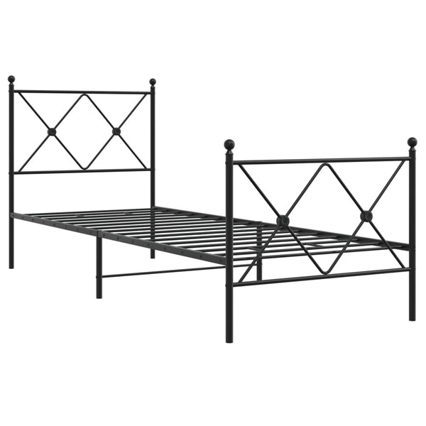 Schwarzes Metallbettgestell mit Kopfteil und Fußteil Alfred 75x190cm