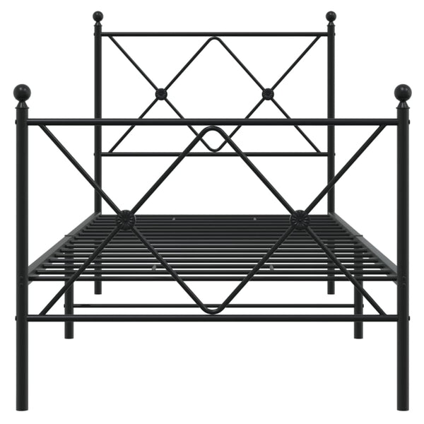 Schwarzes Metallbettgestell mit Kopfteil und Fußteil Alfred 75x190cm