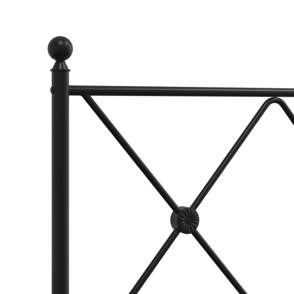 Schwarzes Metallbettgestell mit Kopfteil und Fußteil Alfred 75x190cm
