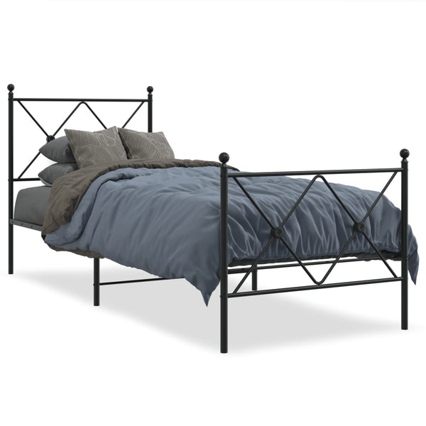Schwarzes Metallbettgestell mit Kopfteil Alfred 80x200cm