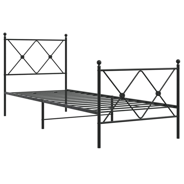 Schwarzes Metallbettgestell mit Kopfteil Alfred 80x200cm
