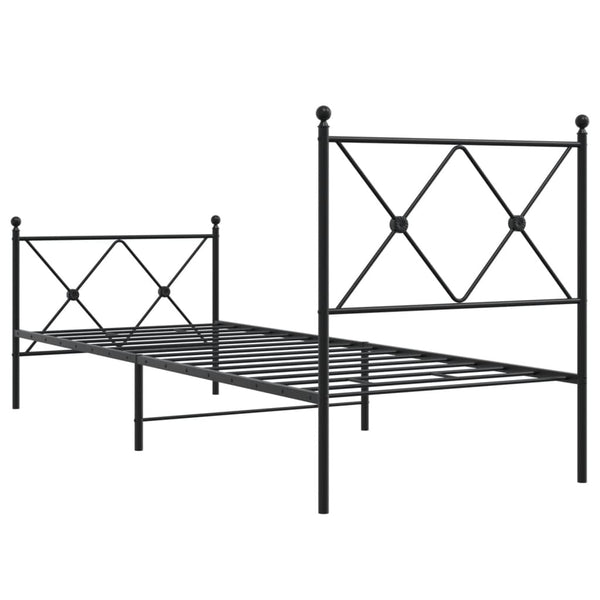 Schwarzes Metallbettgestell mit Kopfteil Alfred 80x200cm