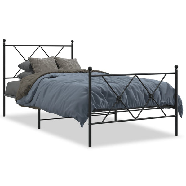 Schwarzes Metallbettgestell mit Kopfteilen Alfred 90x200cm