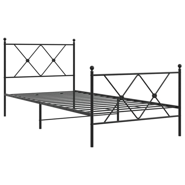 Schwarzes Metallbettgestell mit Kopfteilen Alfred 90x200cm