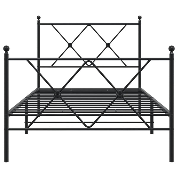 Schwarzes Metallbettgestell mit Kopfteilen Alfred 90x200cm