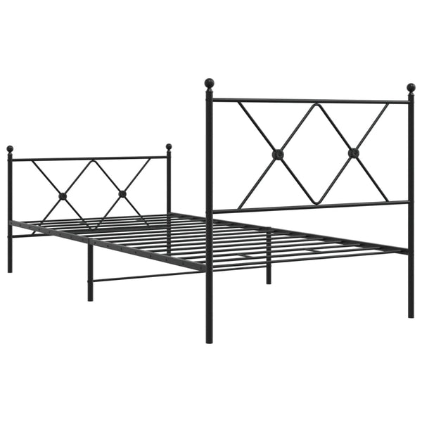 Schwarzes Metallbettgestell mit Kopfteilen Alfred 90x200cm