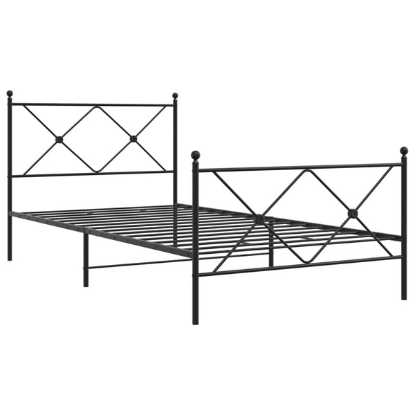 Schwarzes Metallbettgestell mit Kopfteil und Fußteil Alfred 100x190cm