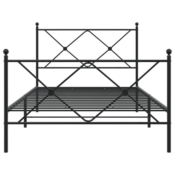 Schwarzes Metallbettgestell mit Kopfteil und Fußteil Alfred 100x190cm