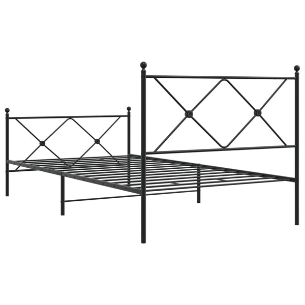 Schwarzes Metallbettgestell mit Kopfteil und Fußteil Alfred 100x190cm