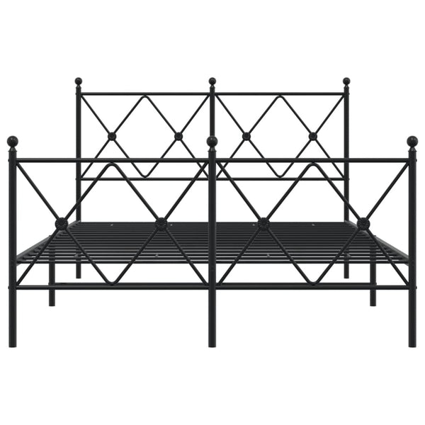 Schwarzes Metallbettgestell mit Kopfteil und Fußteil Alfred 120x190cm